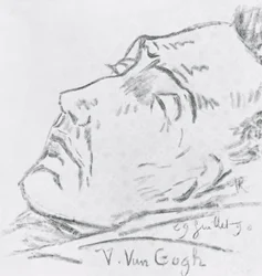 Porträt von Vincent Van Gogh (1853-90) auf seinem Sterbebett, 29. Juli 1890